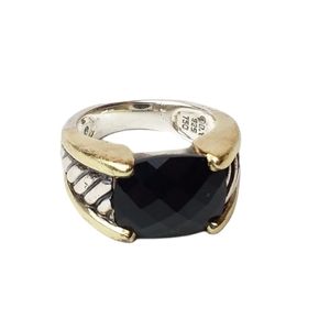 David Yurman Sterling Silver 18K Black Onyx Ring